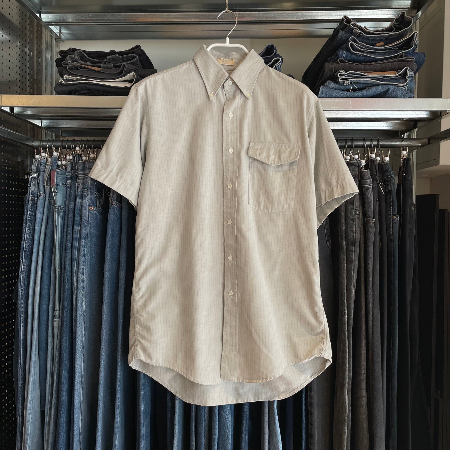 Stripe Button-Down Shirt Gray