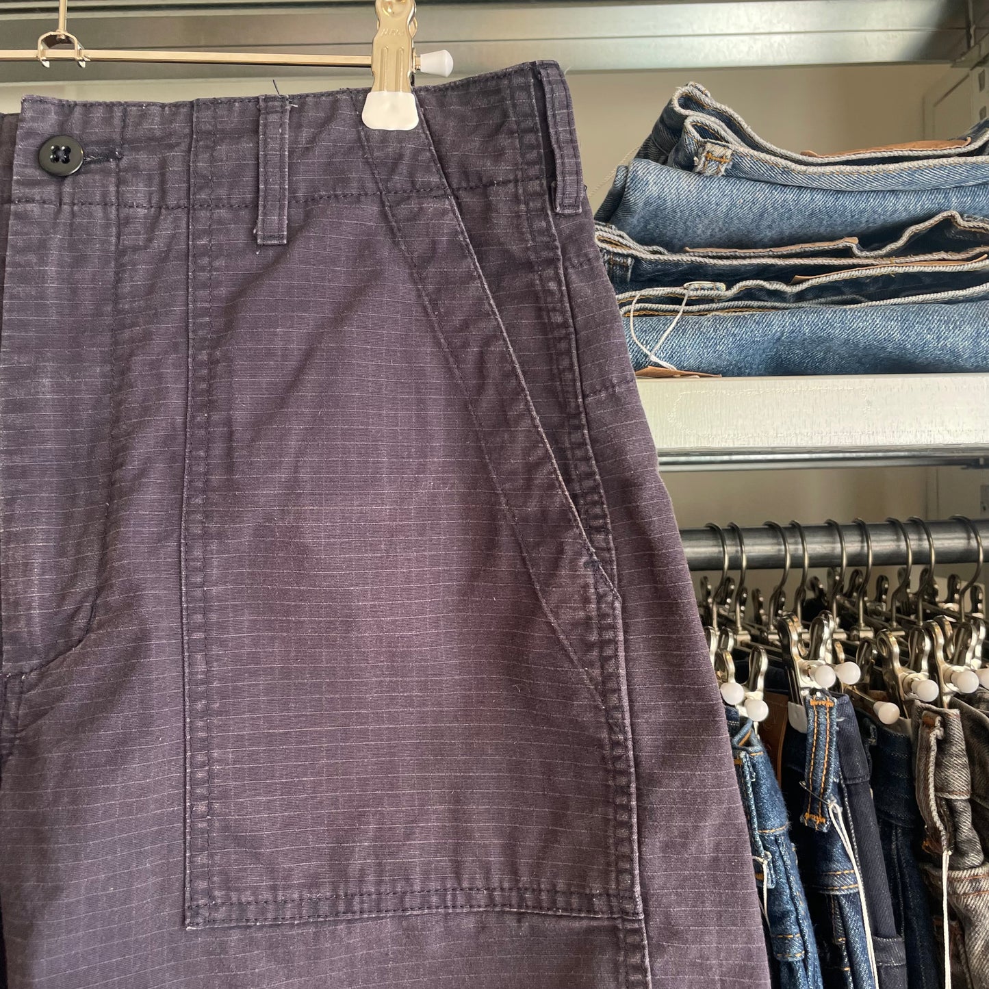 EG Navy Cotton Shorts Talon Zip