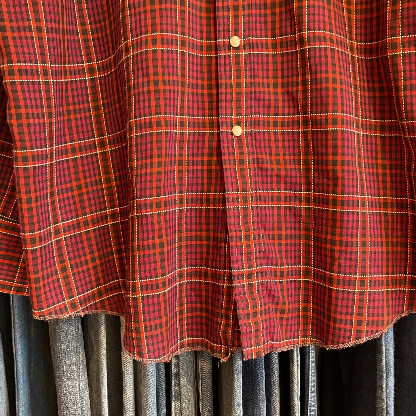 Plaid Western Shirt Red Snap-Button