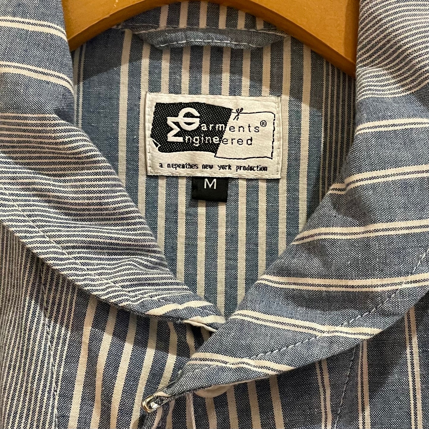 Striped Blue Cotton Workwear Chore Jacket