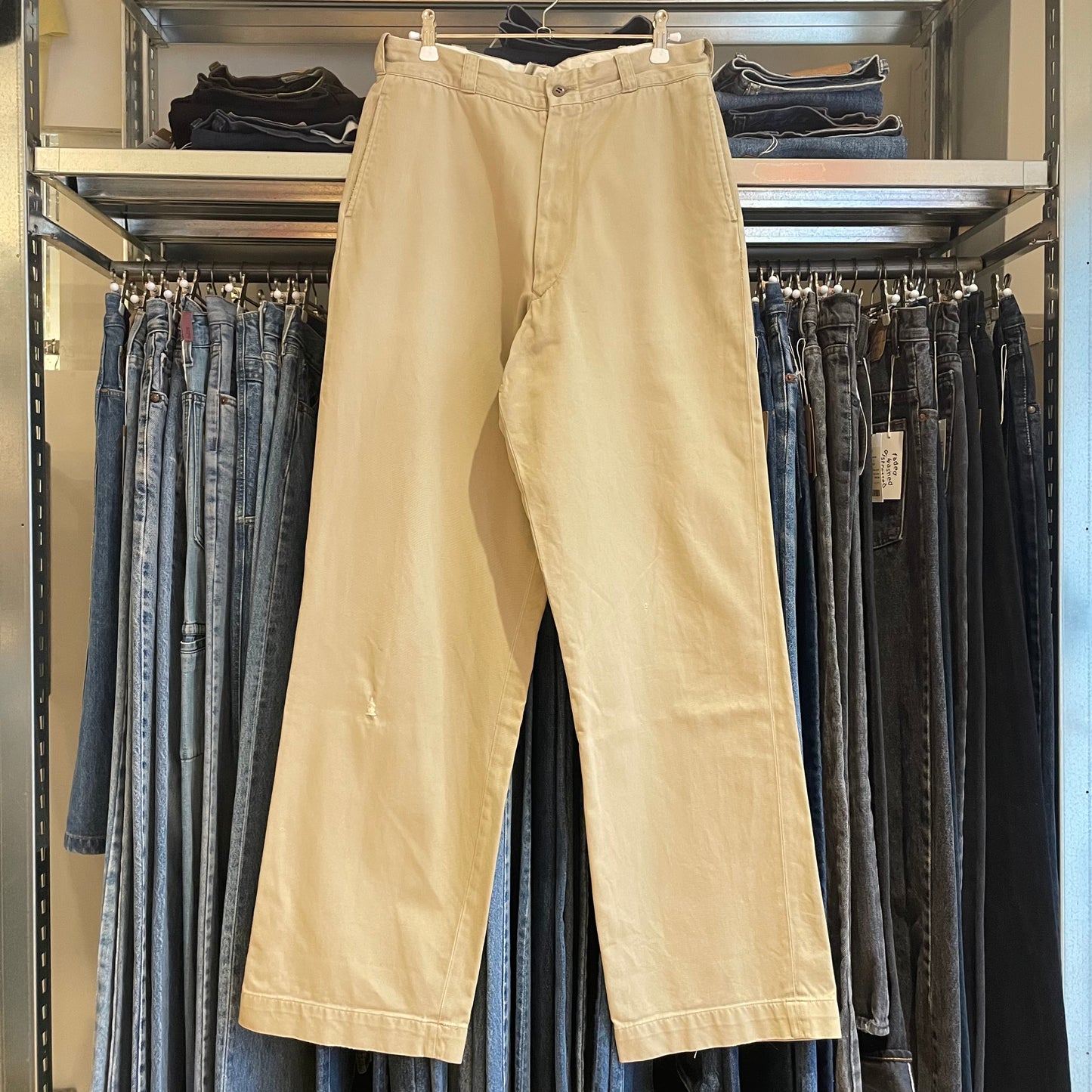 Military Chino Pants Distressed Scovill Zip