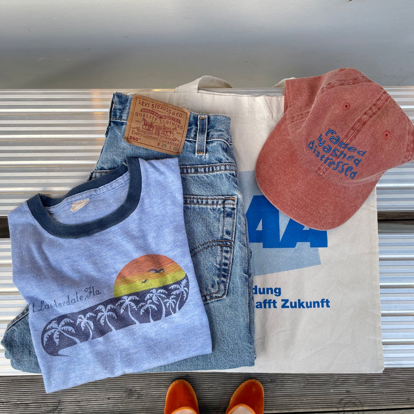 Ft. Lauderdale Florida Palm Sunset Souvenir Ringer Tee