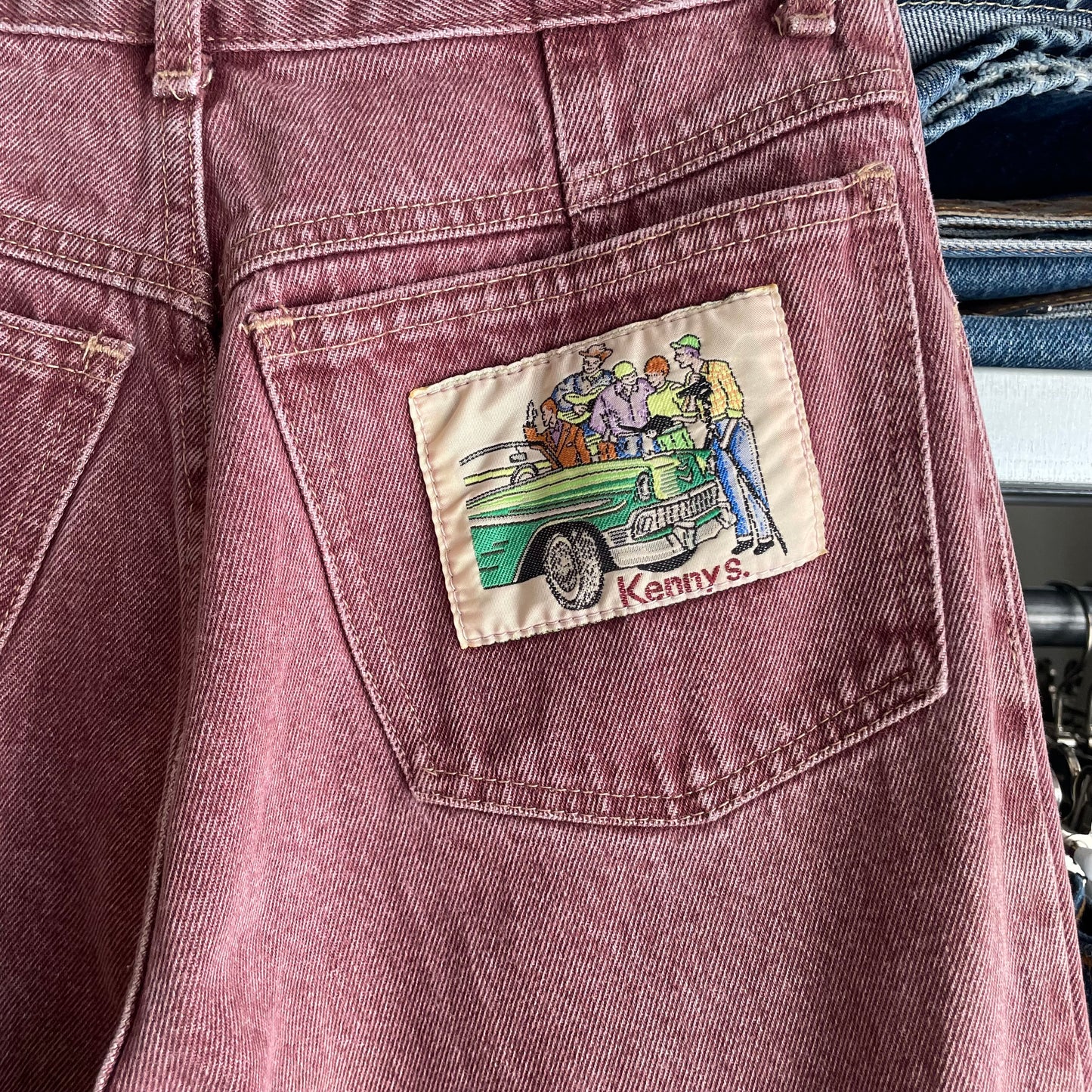 Burgundy Denim Pants Lampo Zip