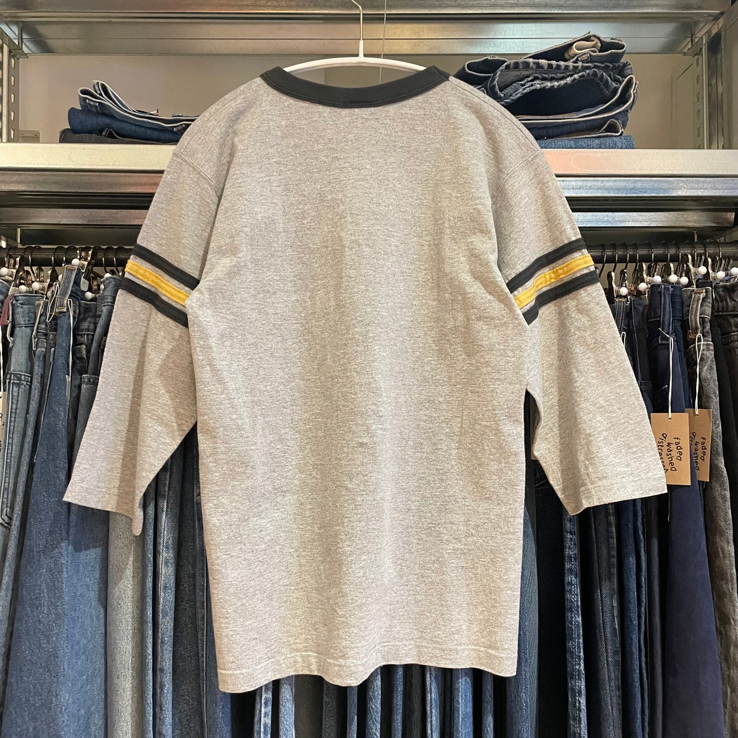 Double Stripe Ringer Tee Heather Grey
