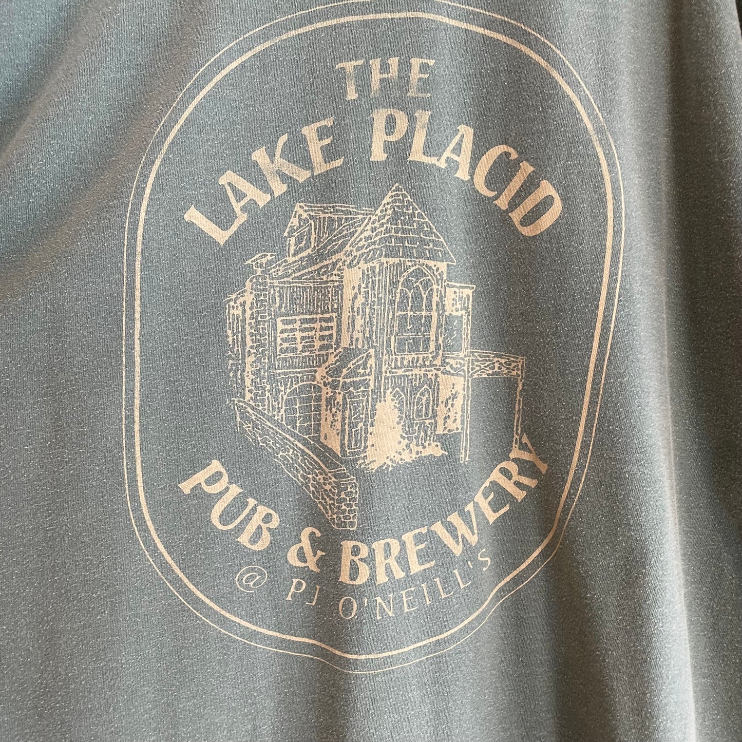 THE LAKE PLACID NY T-Shirt Green Faded