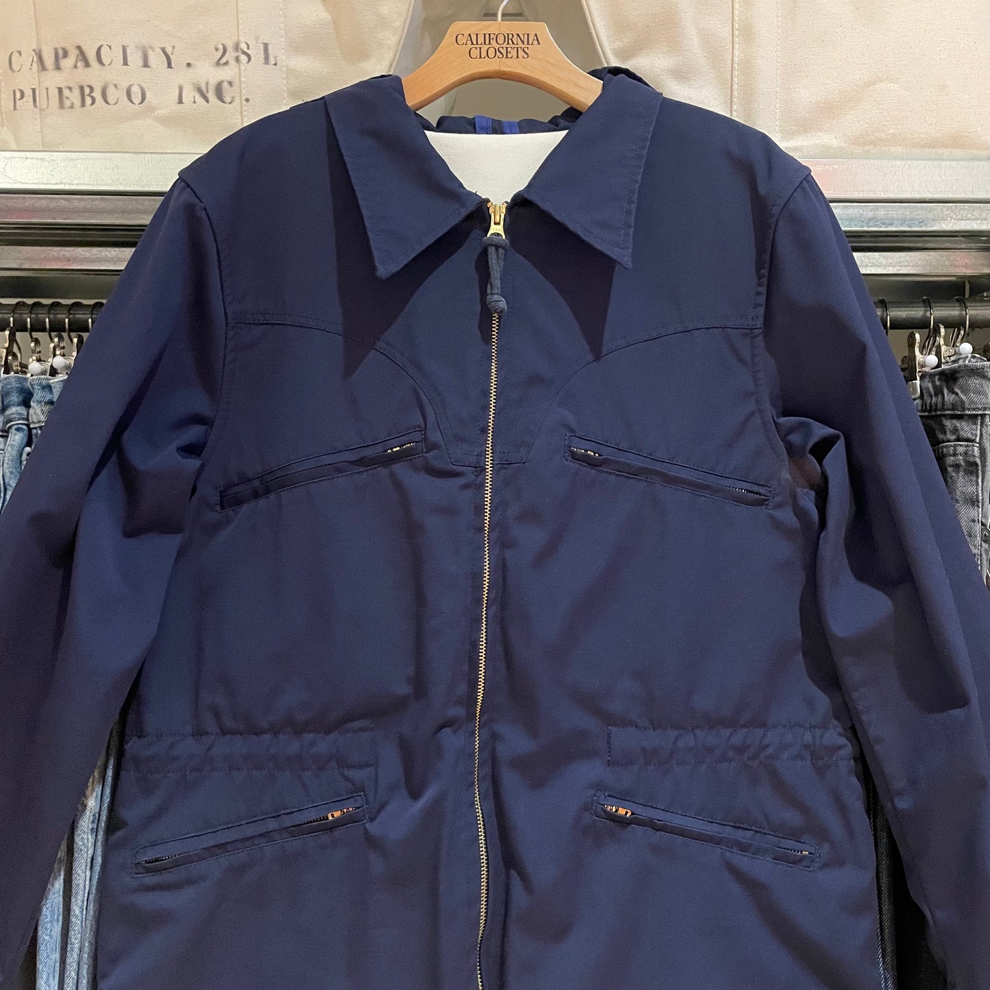 Hooded Utility Work Jacket Navy