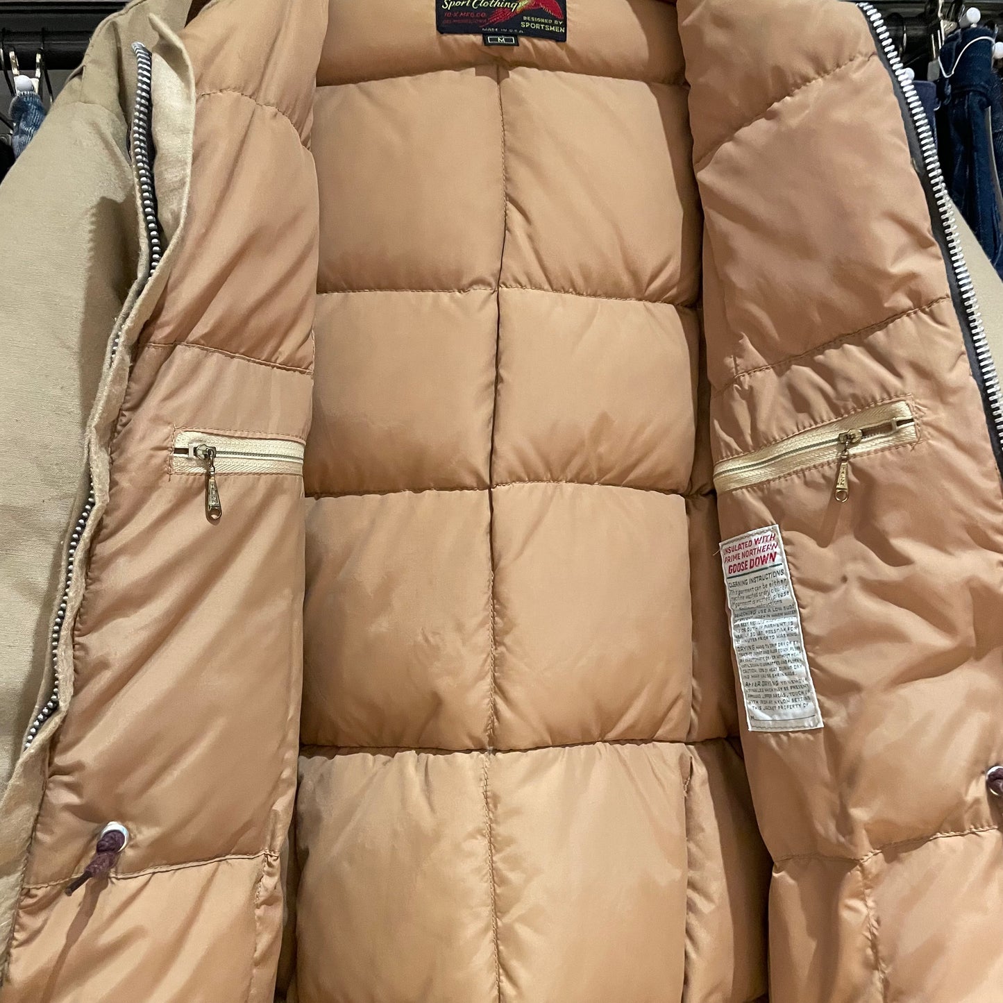 Suede Trim Padded Utility Jacket Beige Talon Zip