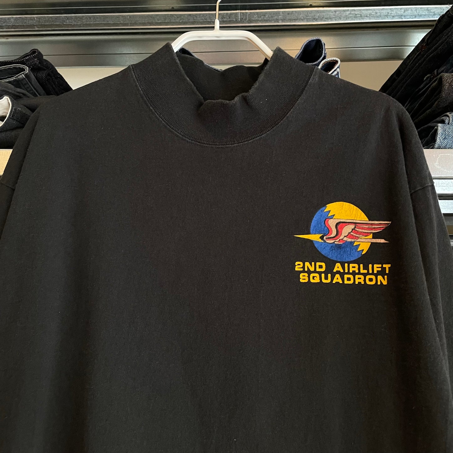 2nd Airlift Squadron L/S T-Shirt Black Cotton