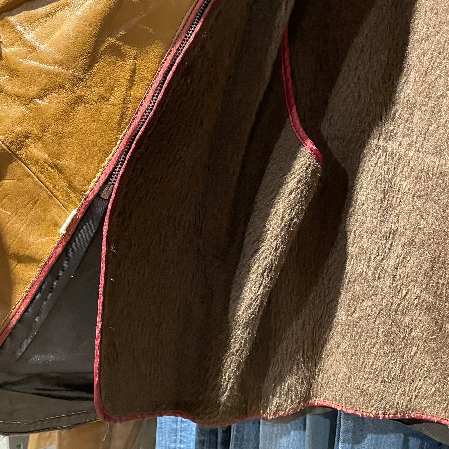 Leather Button Jacket Brown