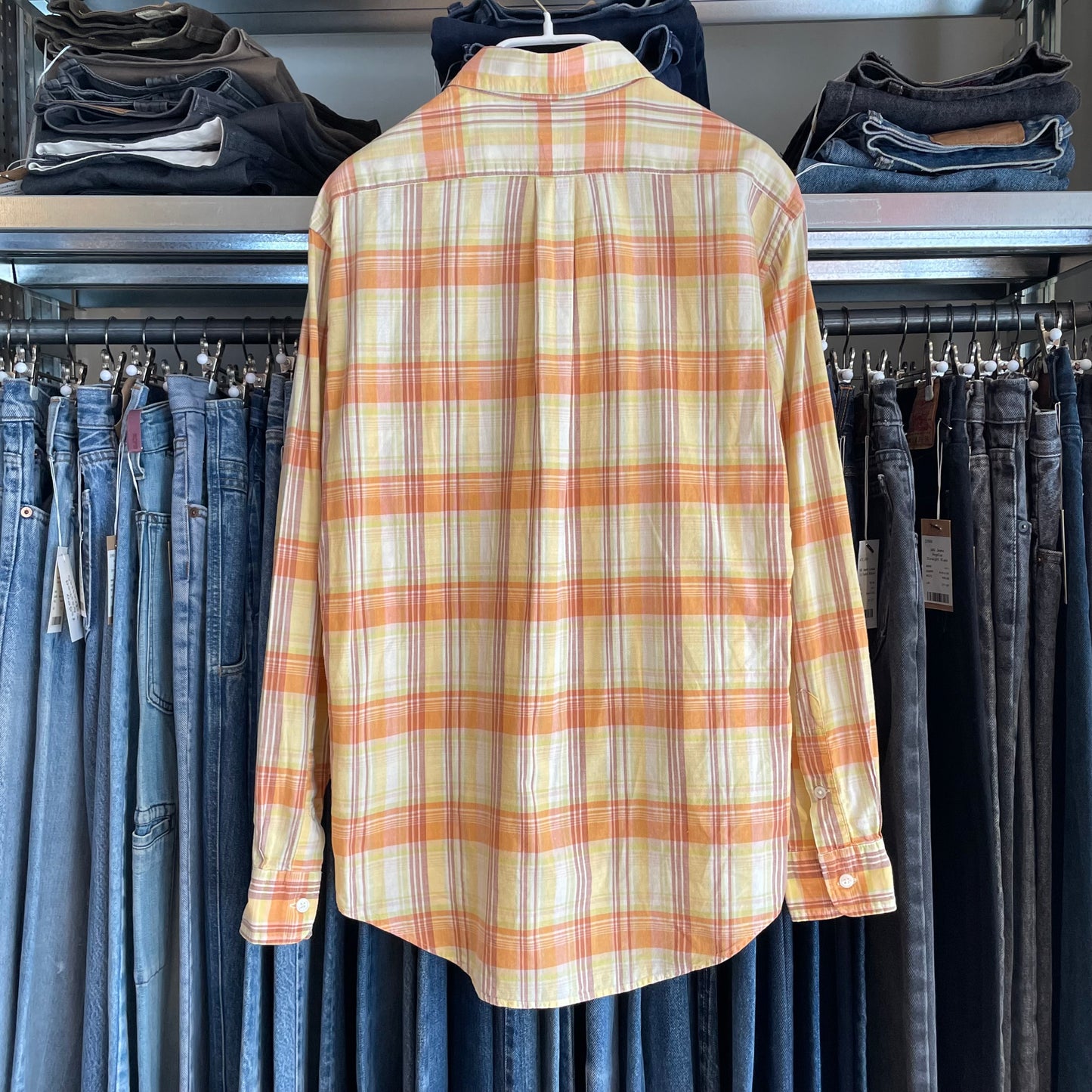 Plaid Check Shirt Orange Yellow