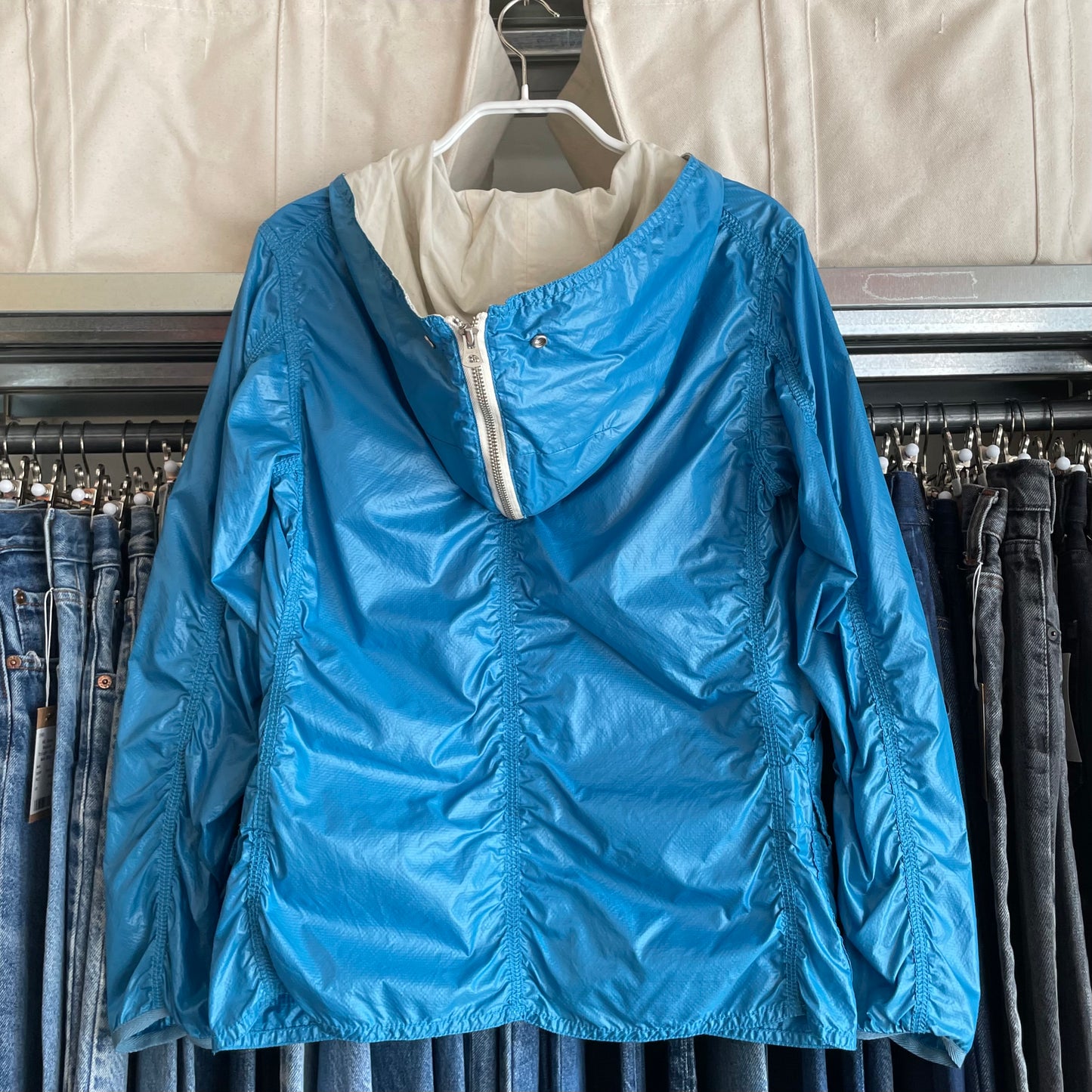 Lightweight Hooded Nylon Jacket Blue Pertex