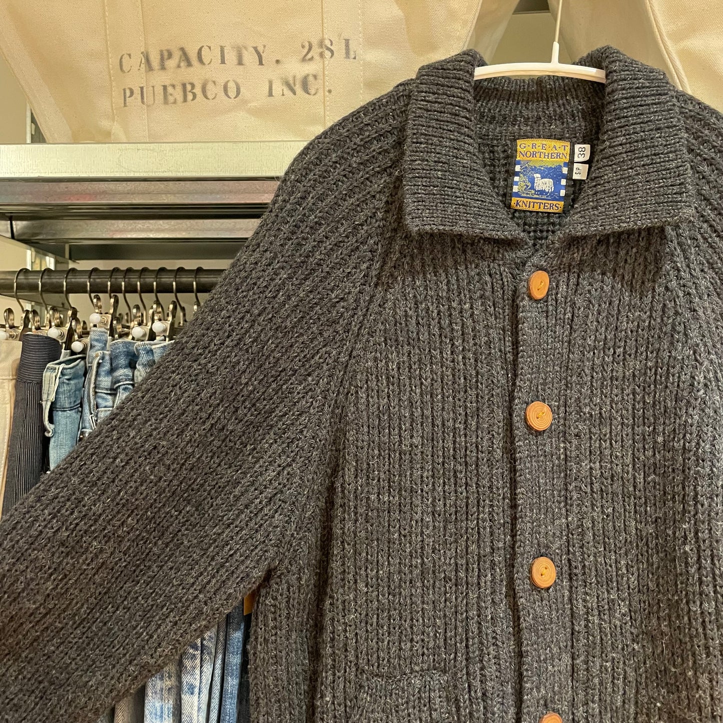 Ribbed Wool Cardigan Chacoal
