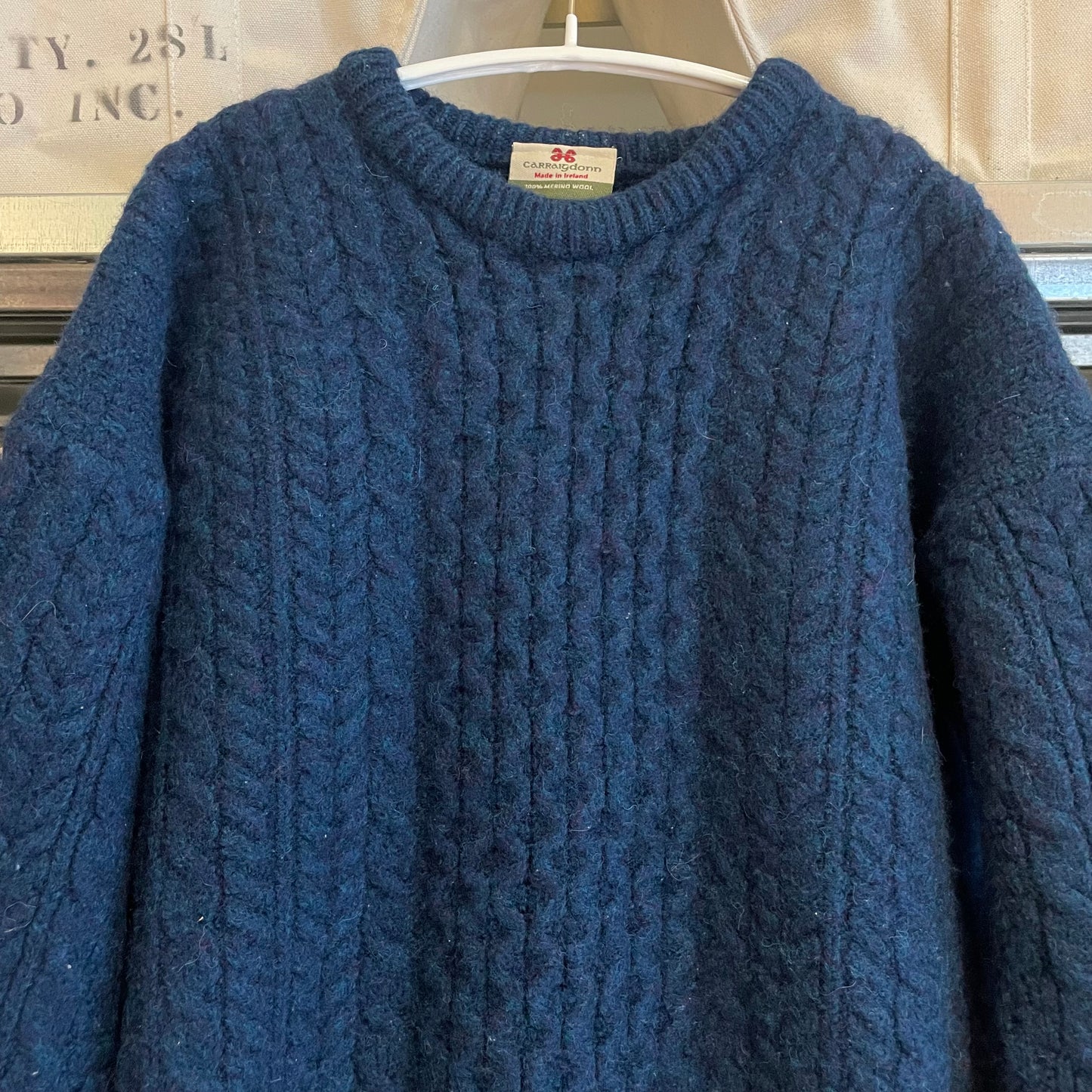 Cable Knit Merino Sweater Navy