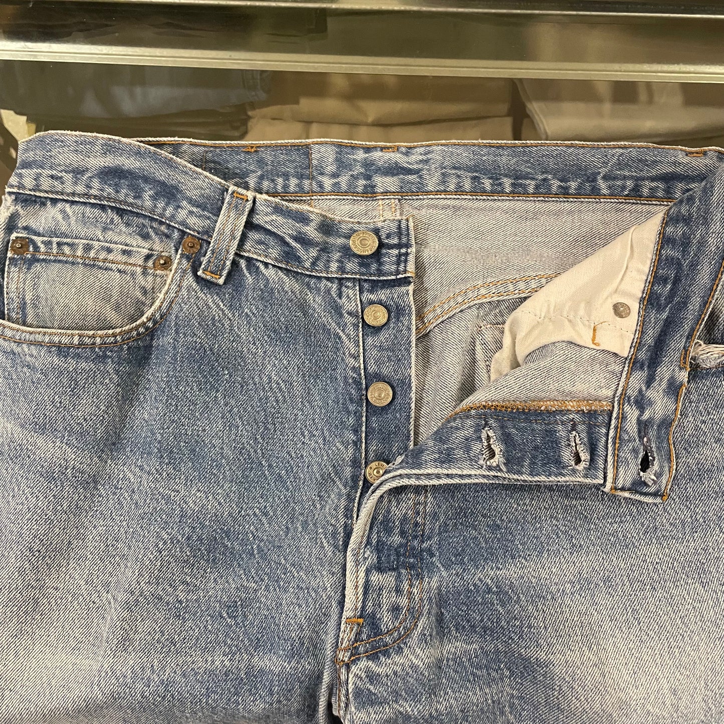 501 Jeans Washed Blue Made in USA 017