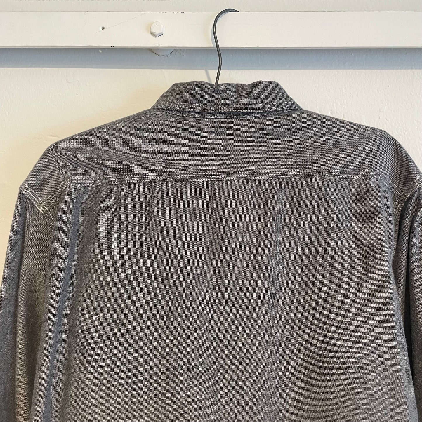 Geometric Embroidered Work Shirt Grey