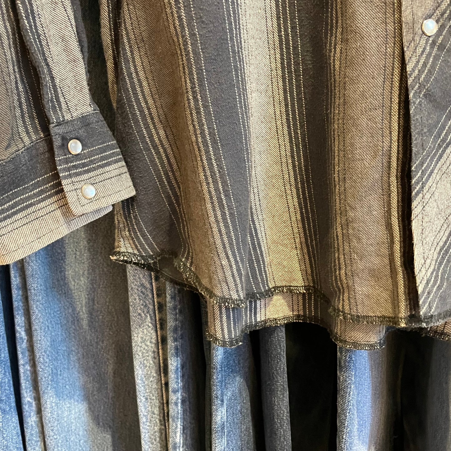 Gray Blue Striped Western Shirt