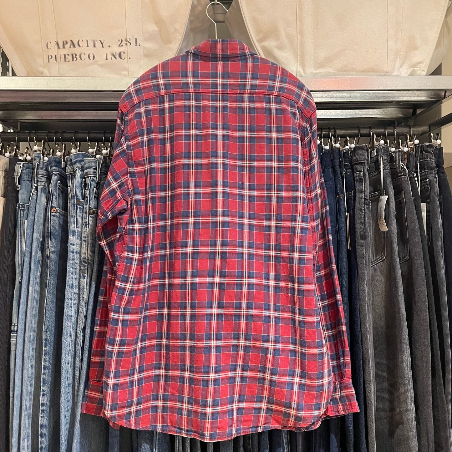 Red Blue Plaid Work Shirt Long Sleeve