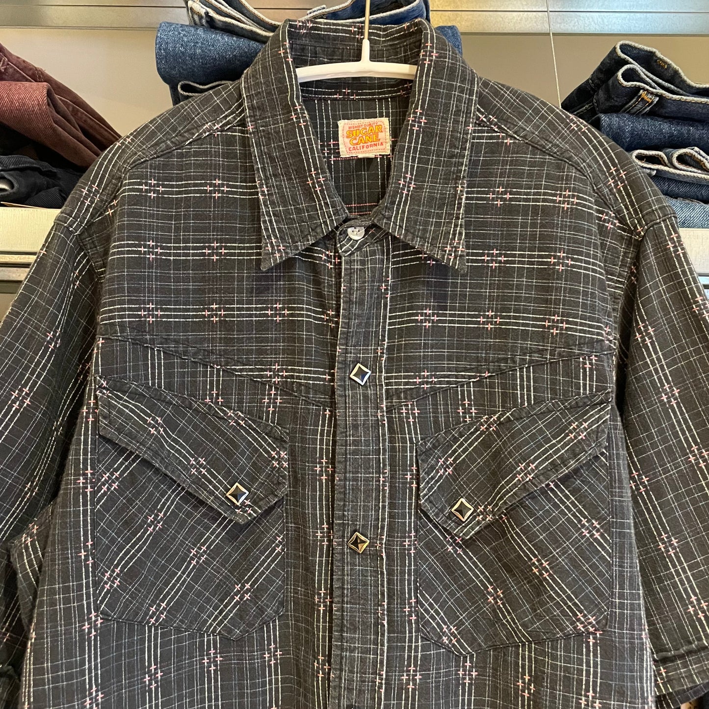 Plaid Western Shirt Black Short Sleeve