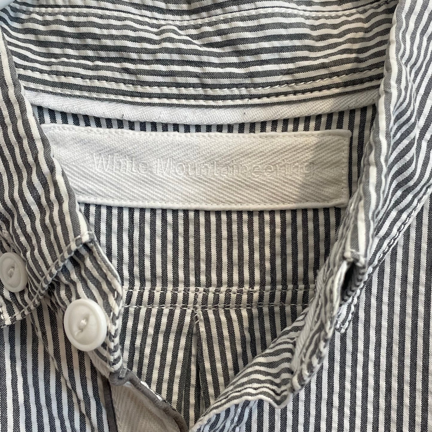Striped Short-Sleeve Shirt White Black Double-Stitched