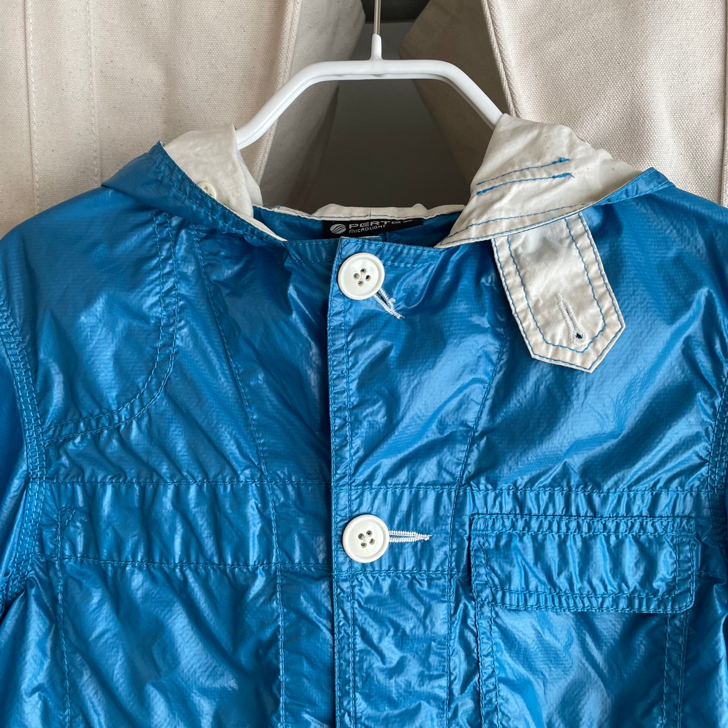 Lightweight Hooded Nylon Jacket Blue Pertex
