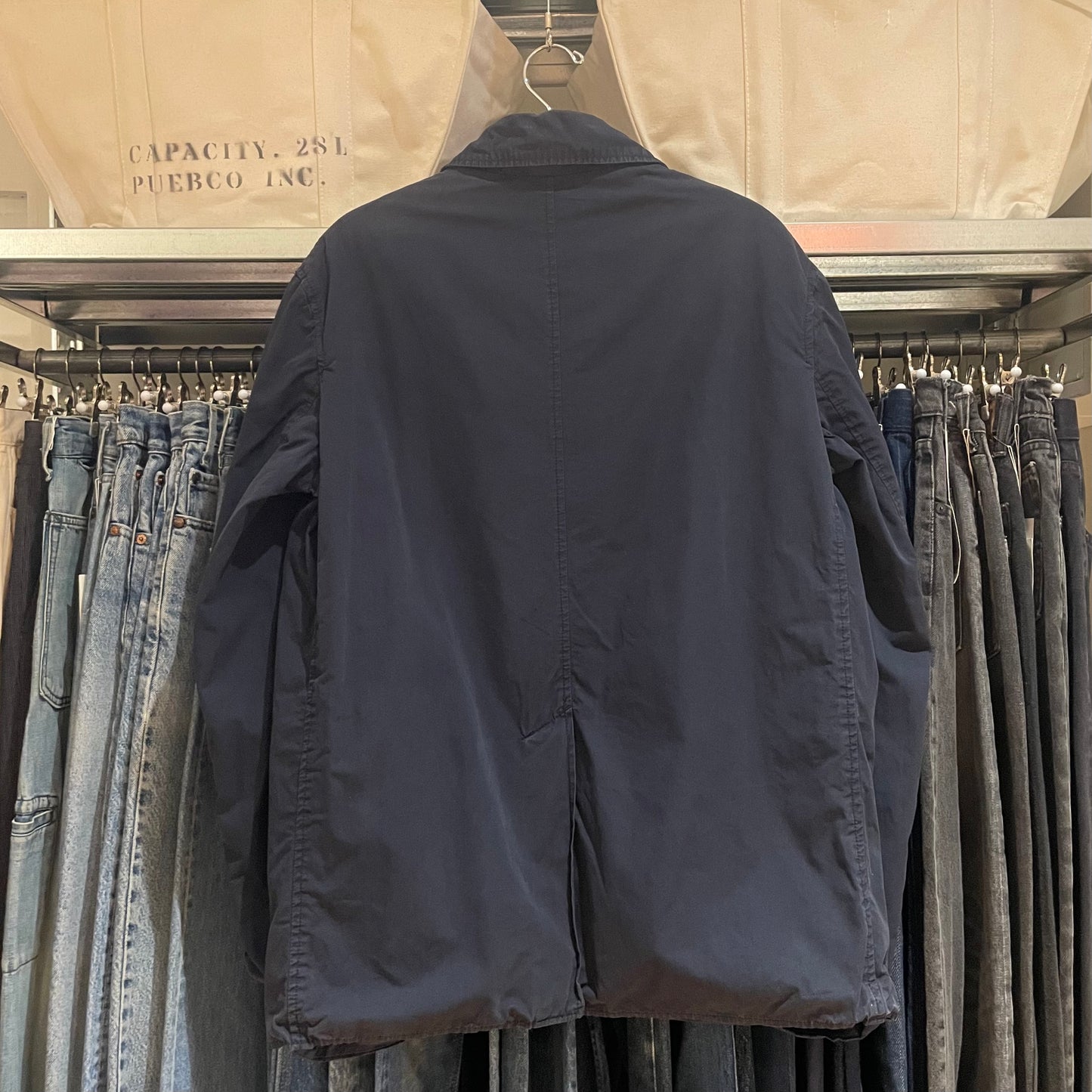 Single Collar Cotton Jacket Washed Navy
