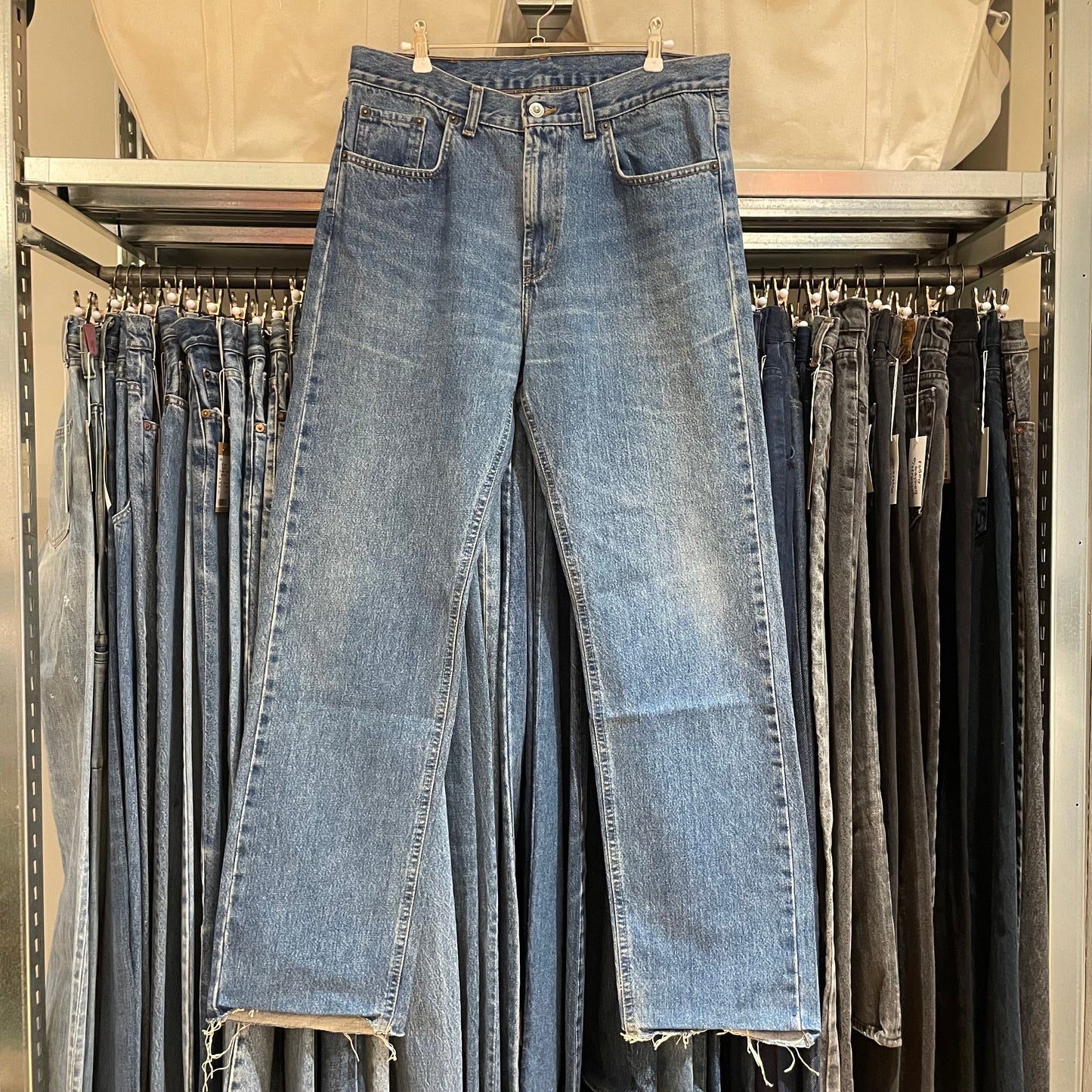 Ring Spun Jeans Mid Wash Blue Cut Off Ideal Zip