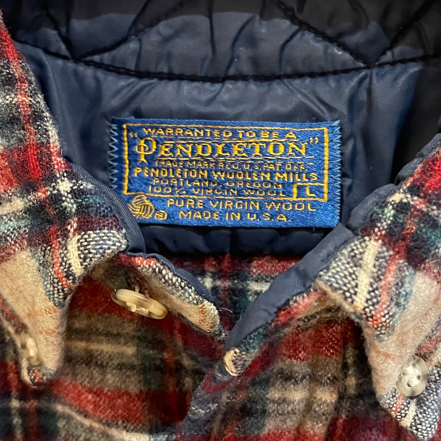 Remake Plaid Wool Shirt with Embroidery