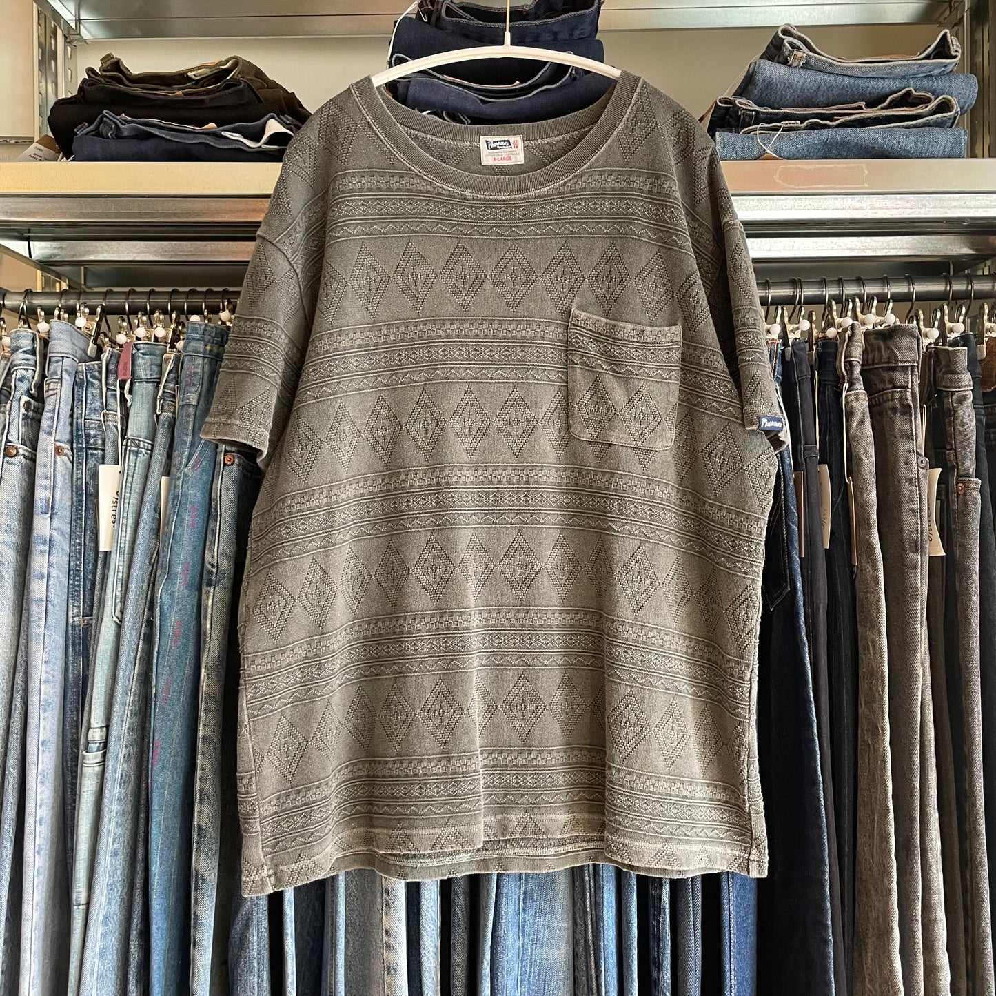 Diamond Jacquard Pocket Tee Black