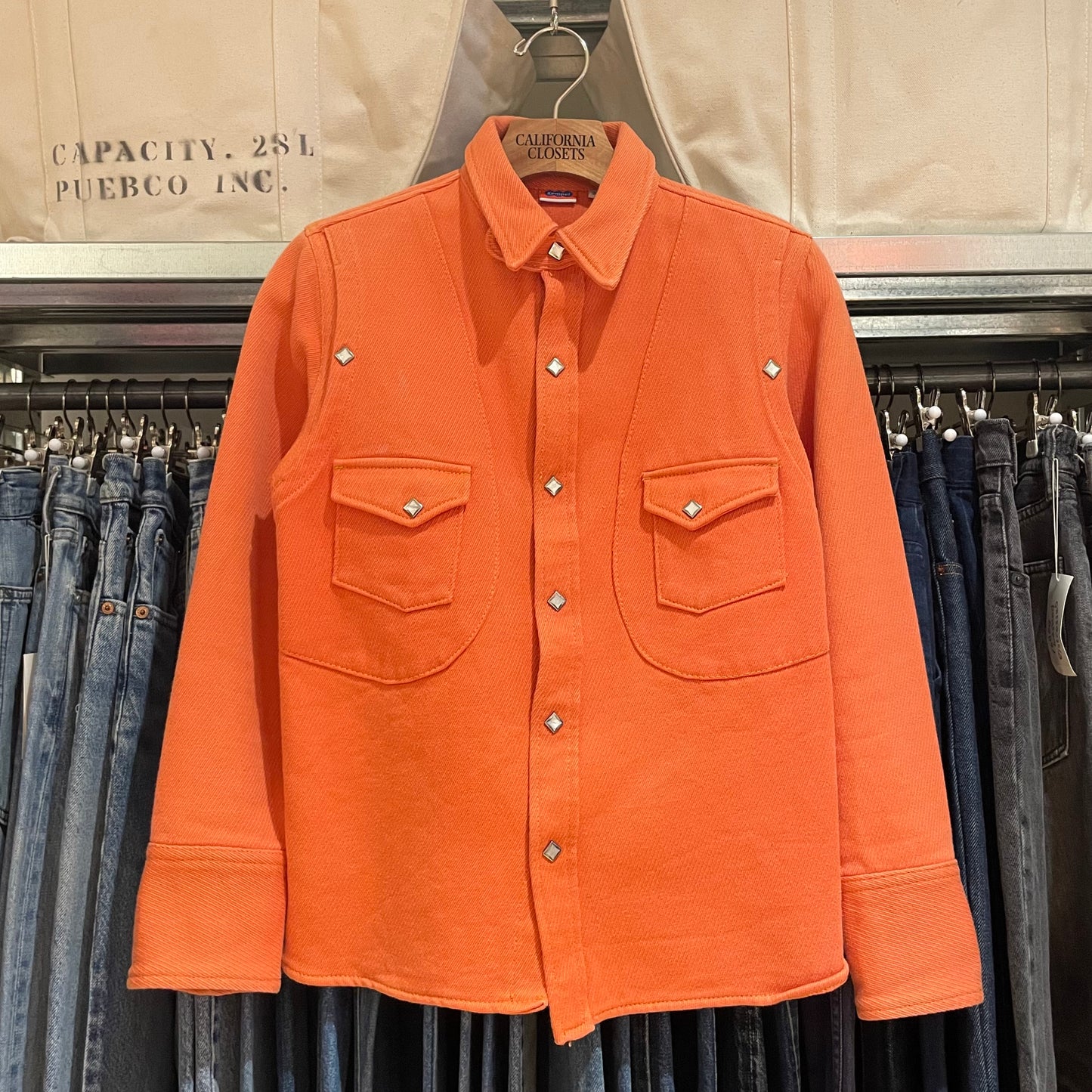 Diamond Snap Western Orange Shirt Jacket