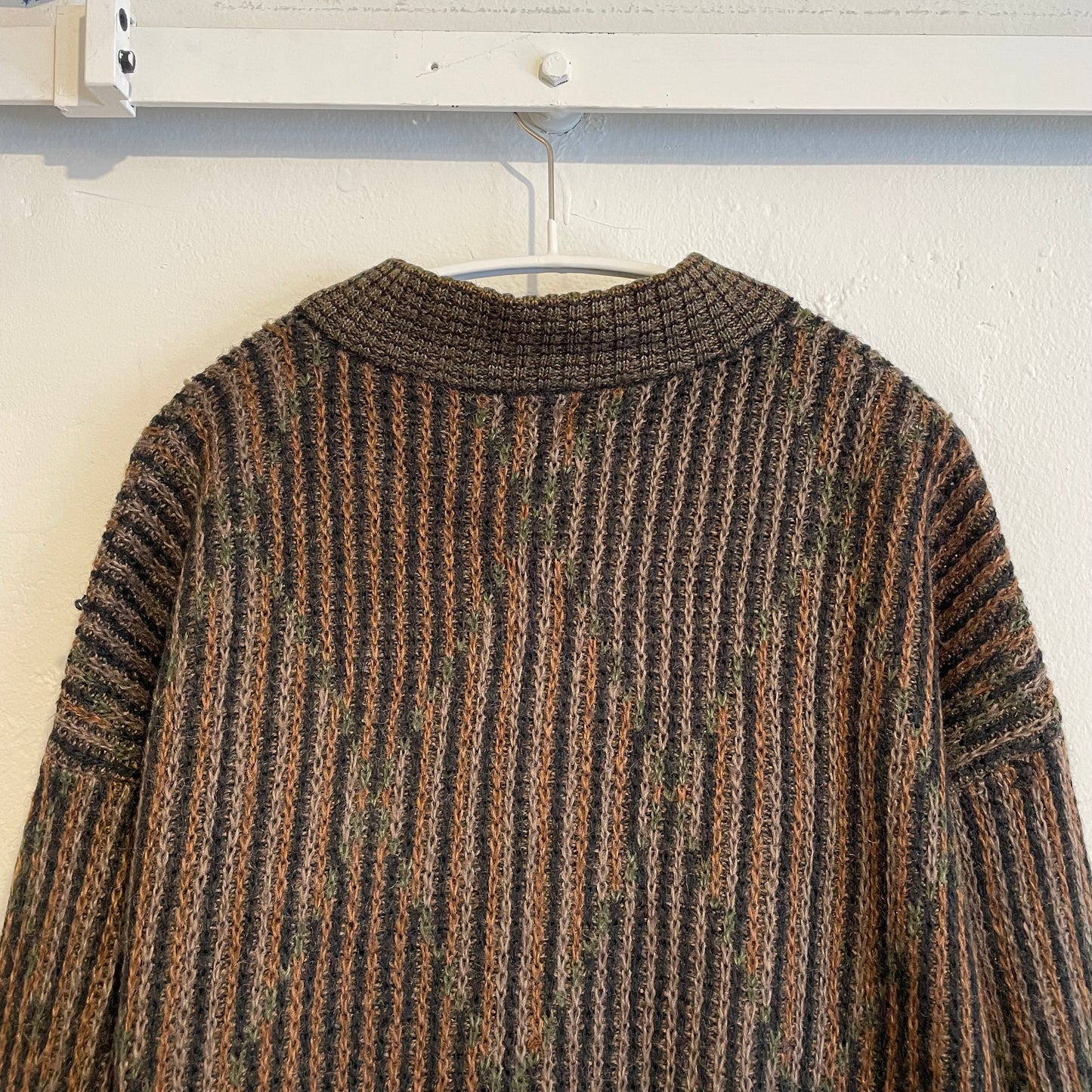 Multi colored Rib Knit Cardigan Khaki