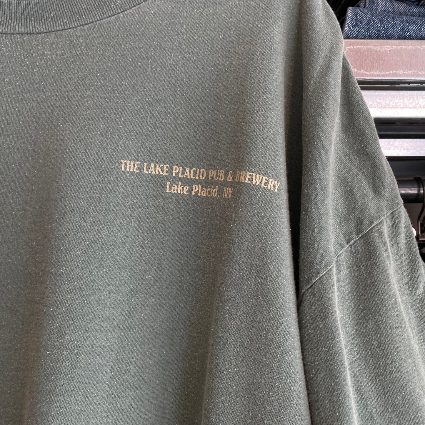 THE LAKE PLACID NY T-Shirt Green Faded