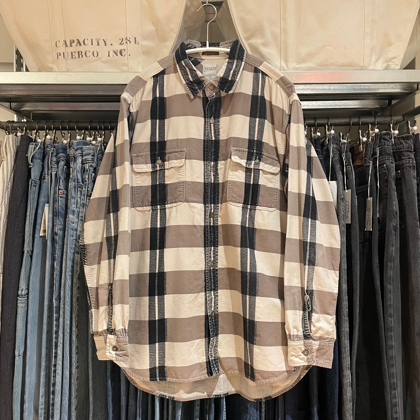 Plaid Pocket Shirt Brown Black