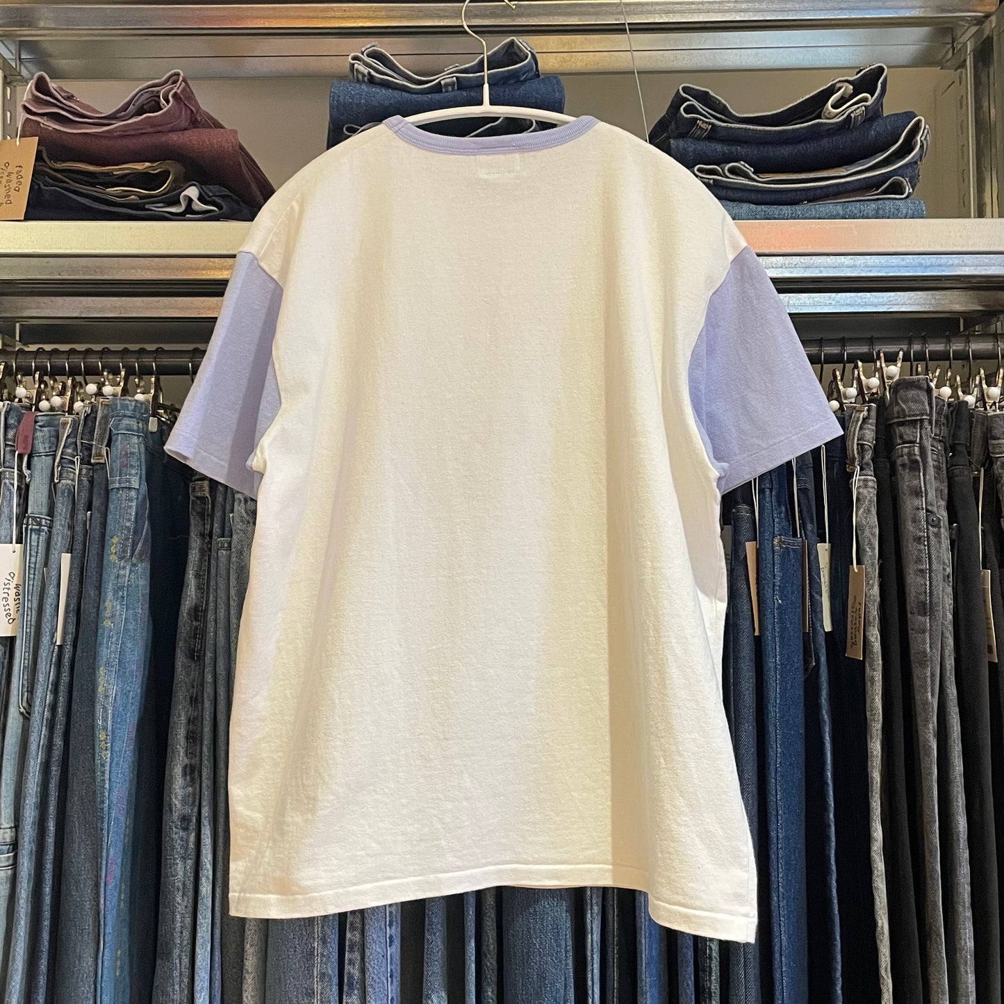 Bet You Can't Cartoon Ringer Tee White Lav
