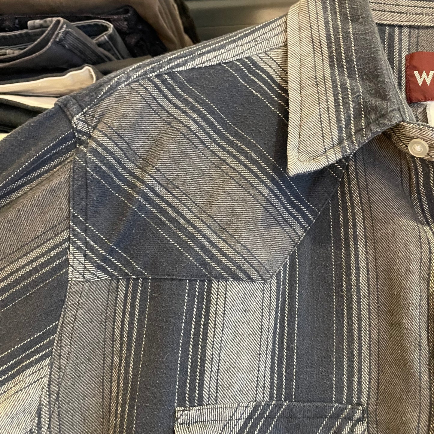 Gray Blue Striped Western Shirt