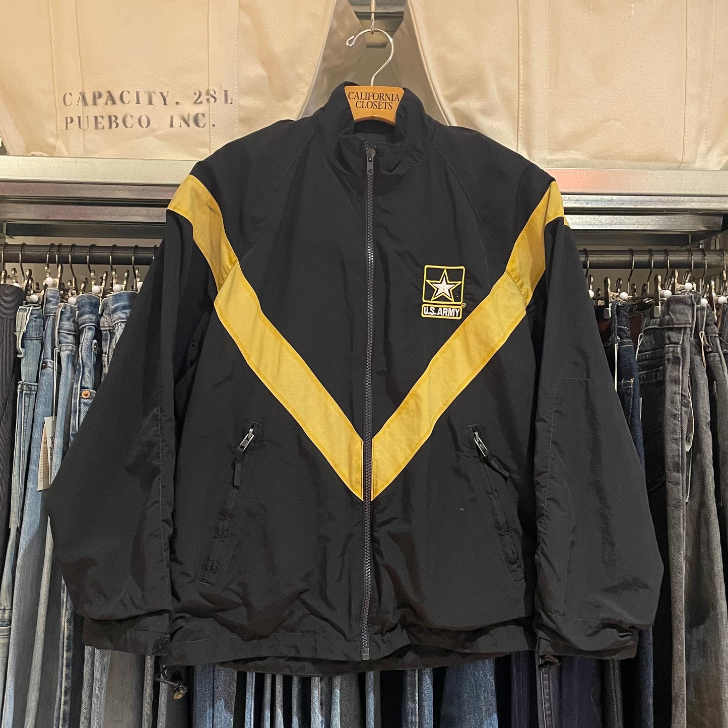 U.S. Army APFU Windbreaker Jacket Black Yellow