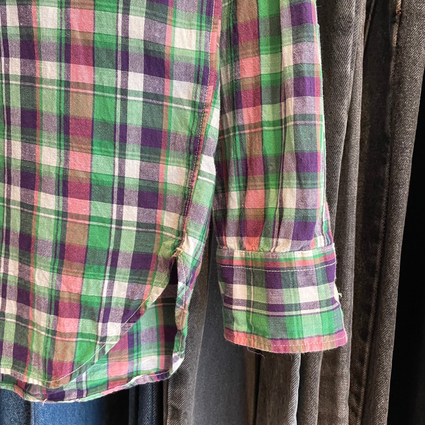 Plaid Button Down Shirt Multi Cotton