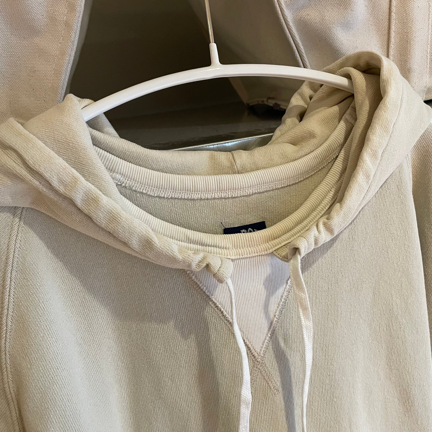 Beige Sewn Hood Sweatshirt