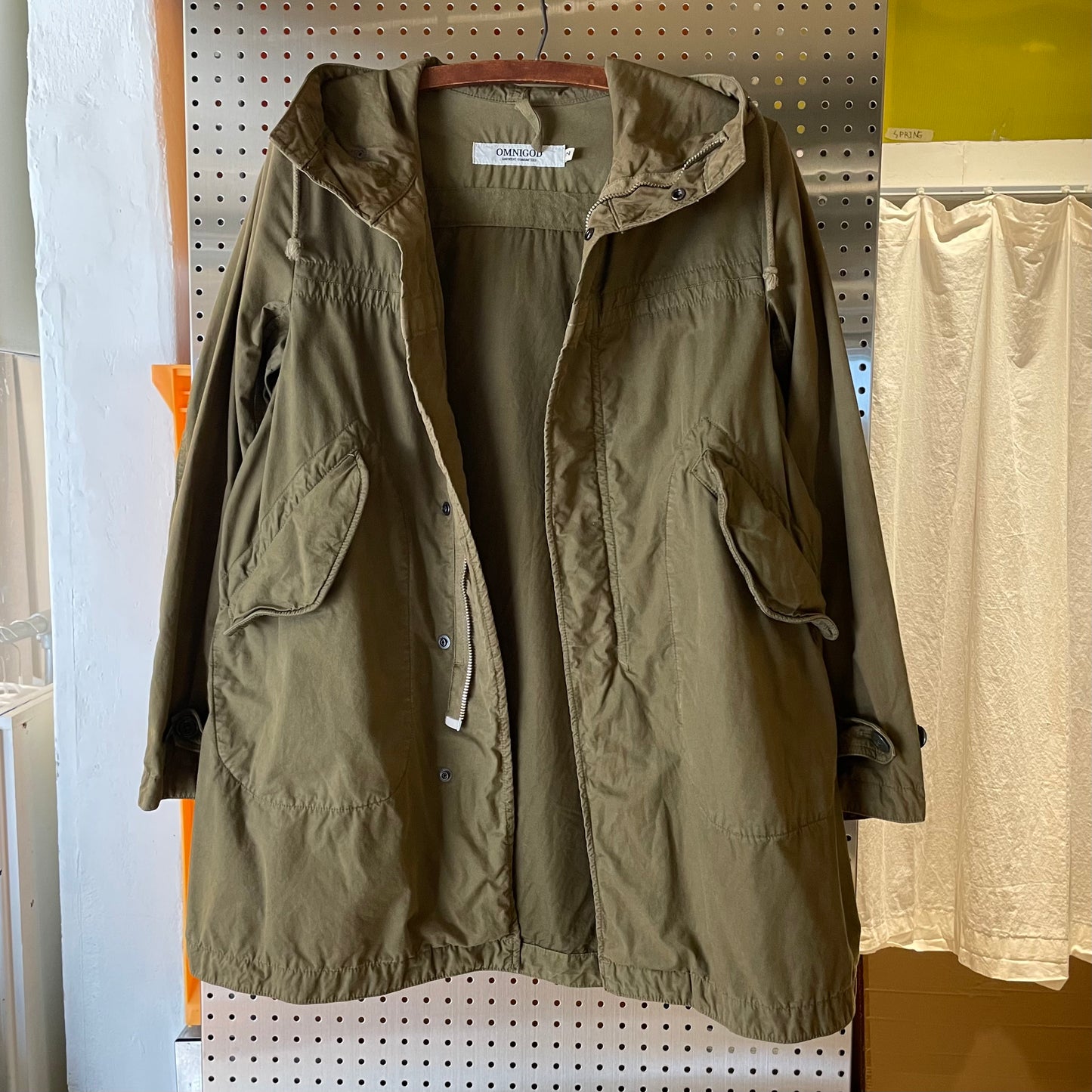 Drawstring Hood Parka Olive Green Military