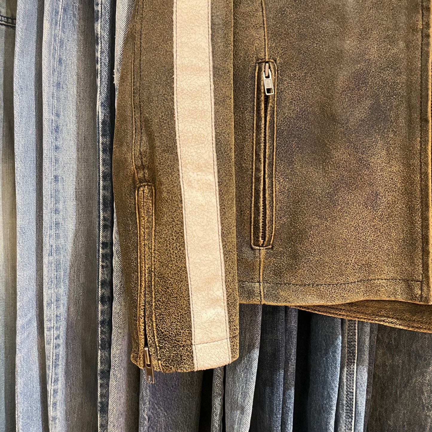 Distressed Leather Jacket Brown