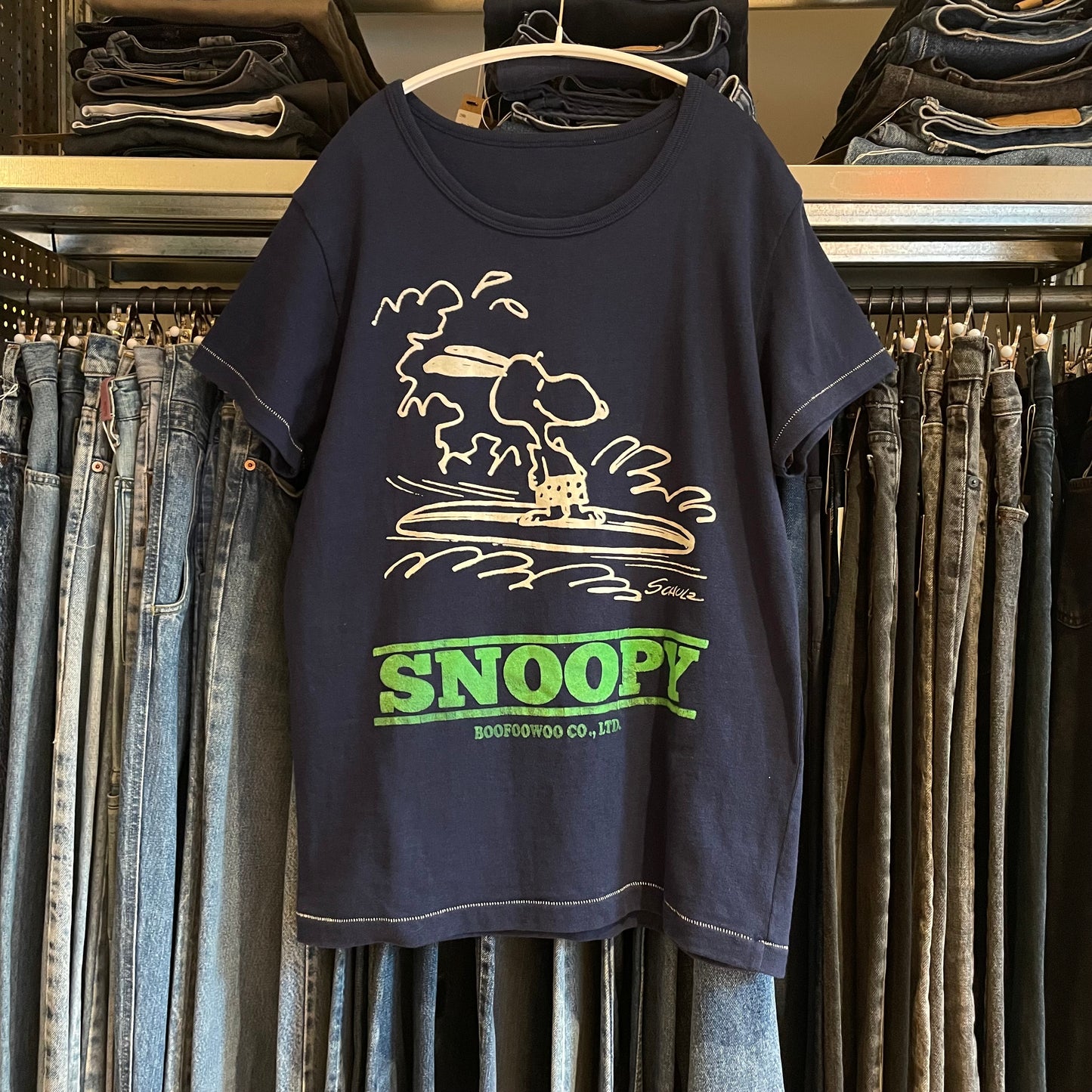Snoopy Surf Graphic Tee Navy Single Stitch