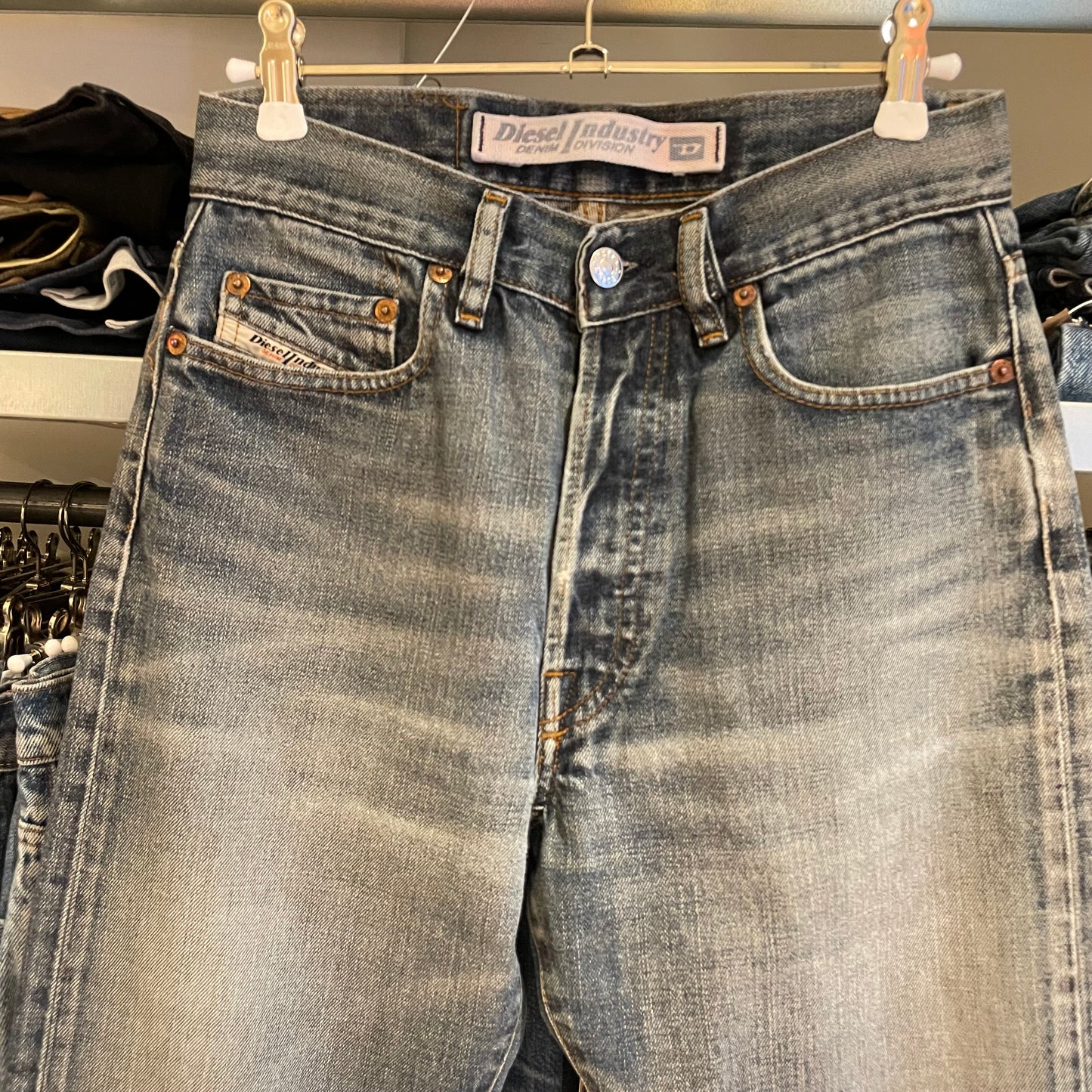 Light Wash Tapered Denim Jeans Italy