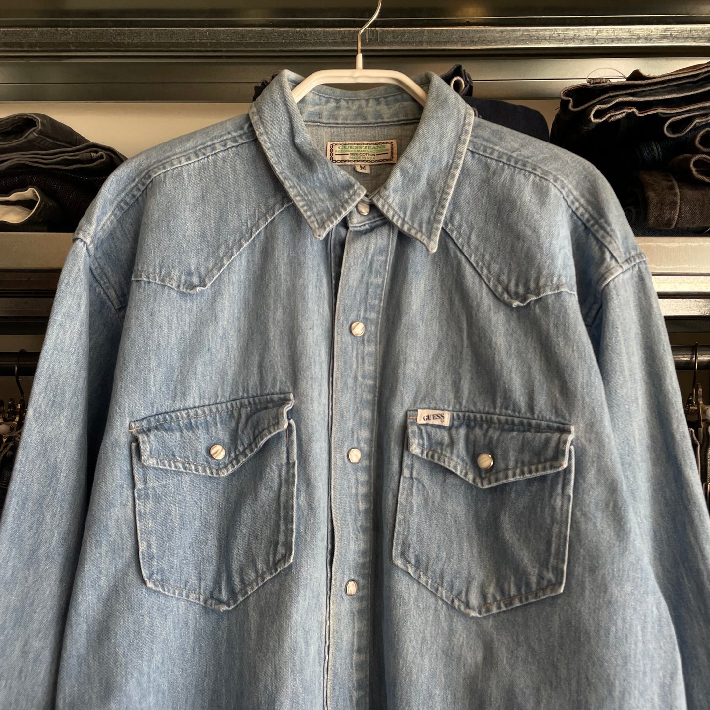 Snap Western Denim Shirt Blue