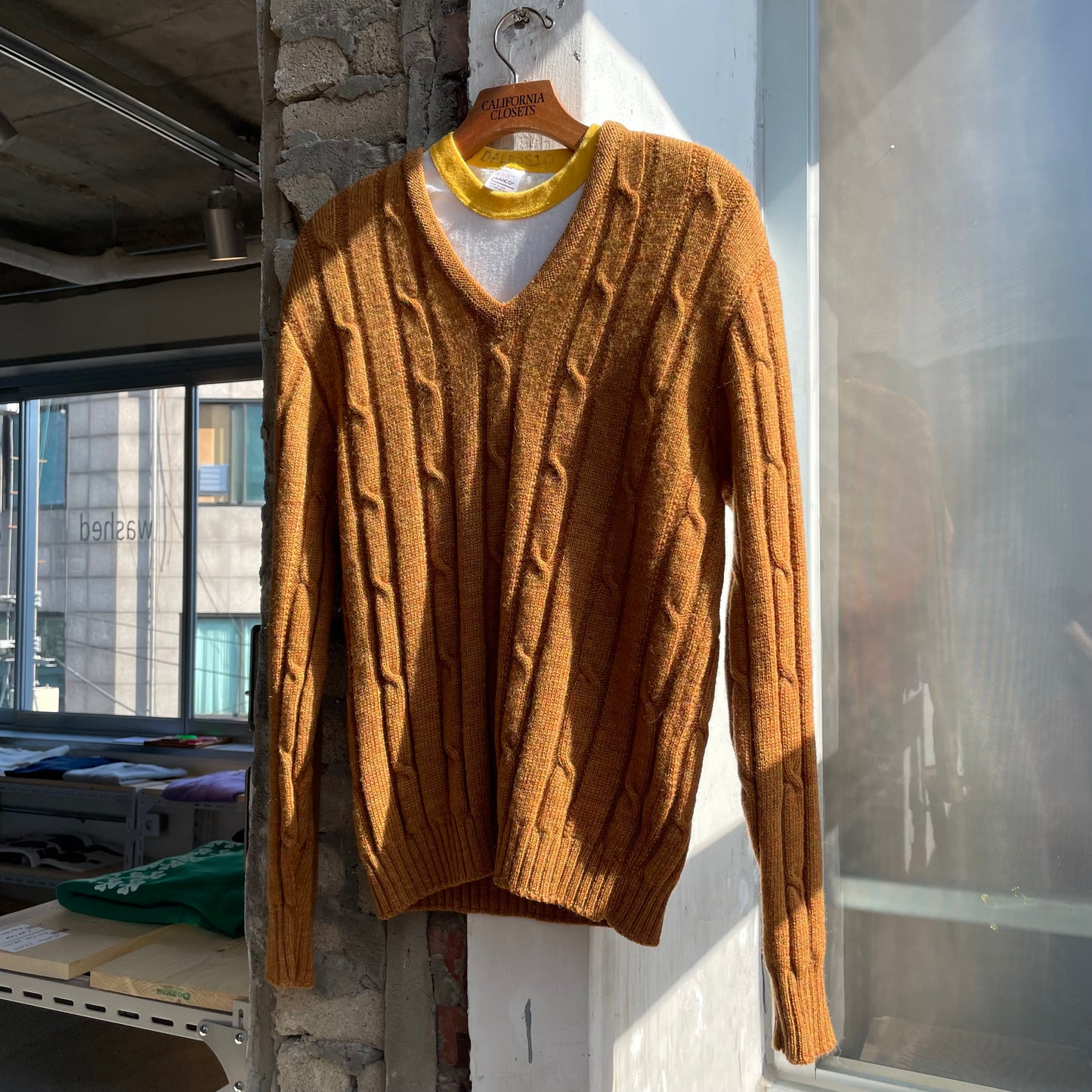 V-neck Knit Sweater Camel