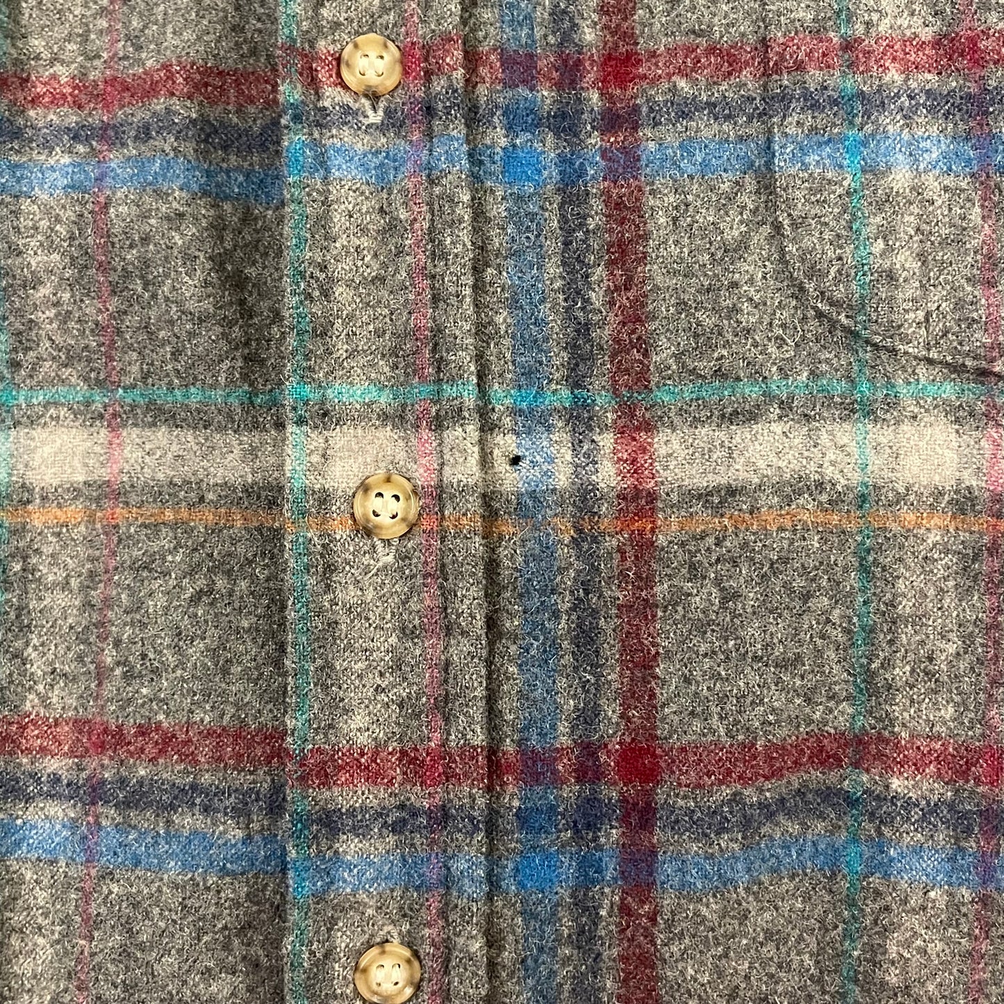 Plaid Wool Flannel Shirt with Elbow Patches Gray