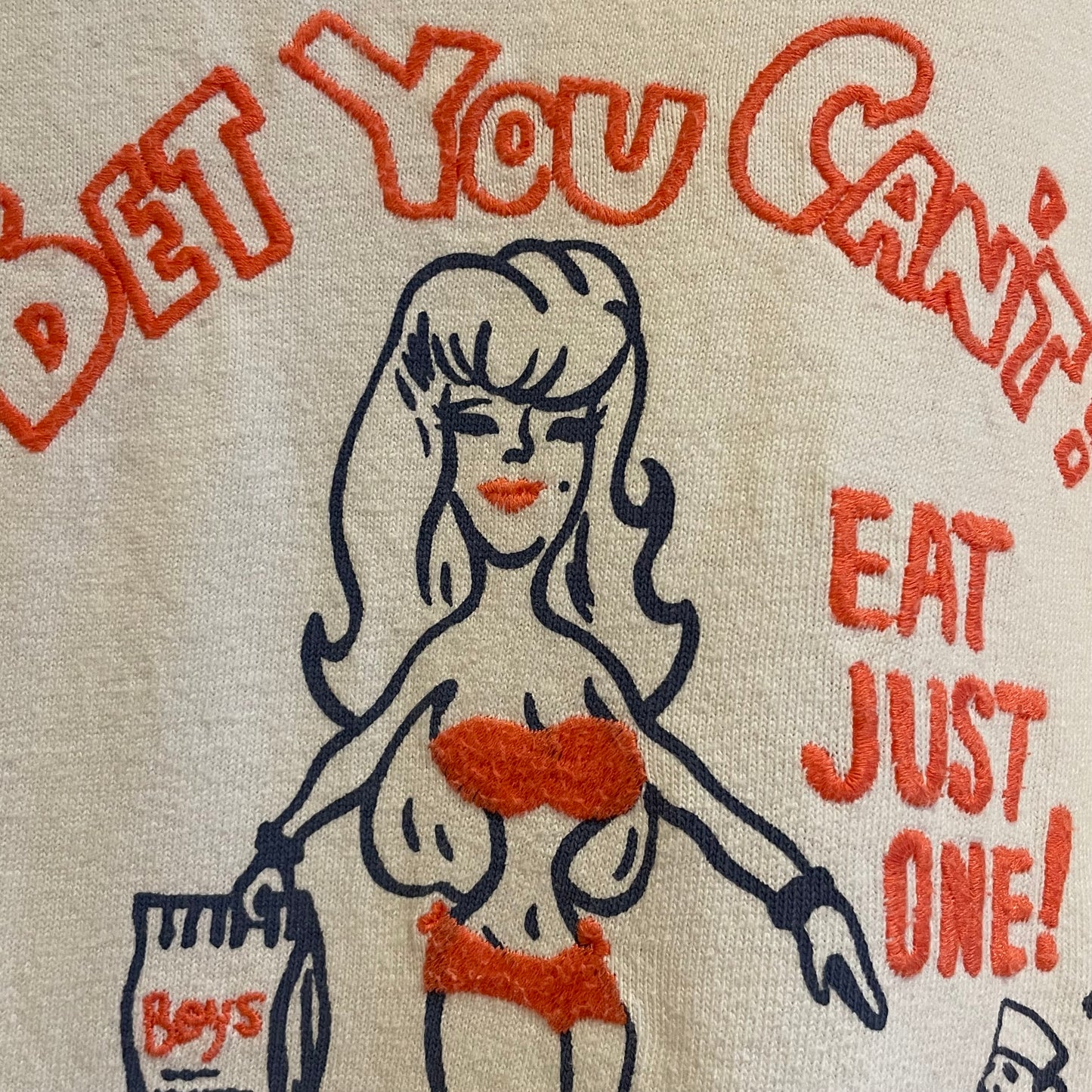 Bet You Can't Cartoon Ringer Tee White Lav