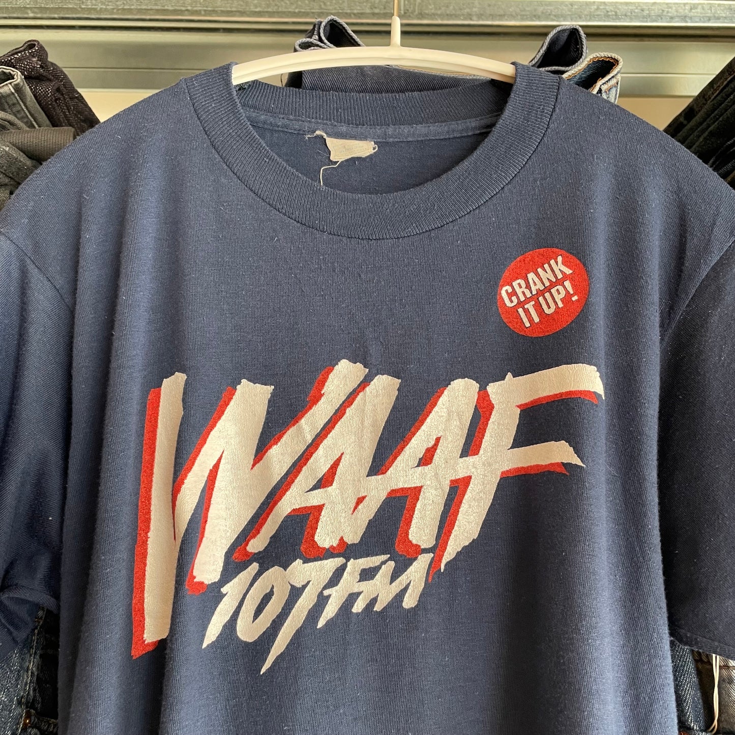 WAAF 107FM Crank IT Up T-Shirt Blue Cotton