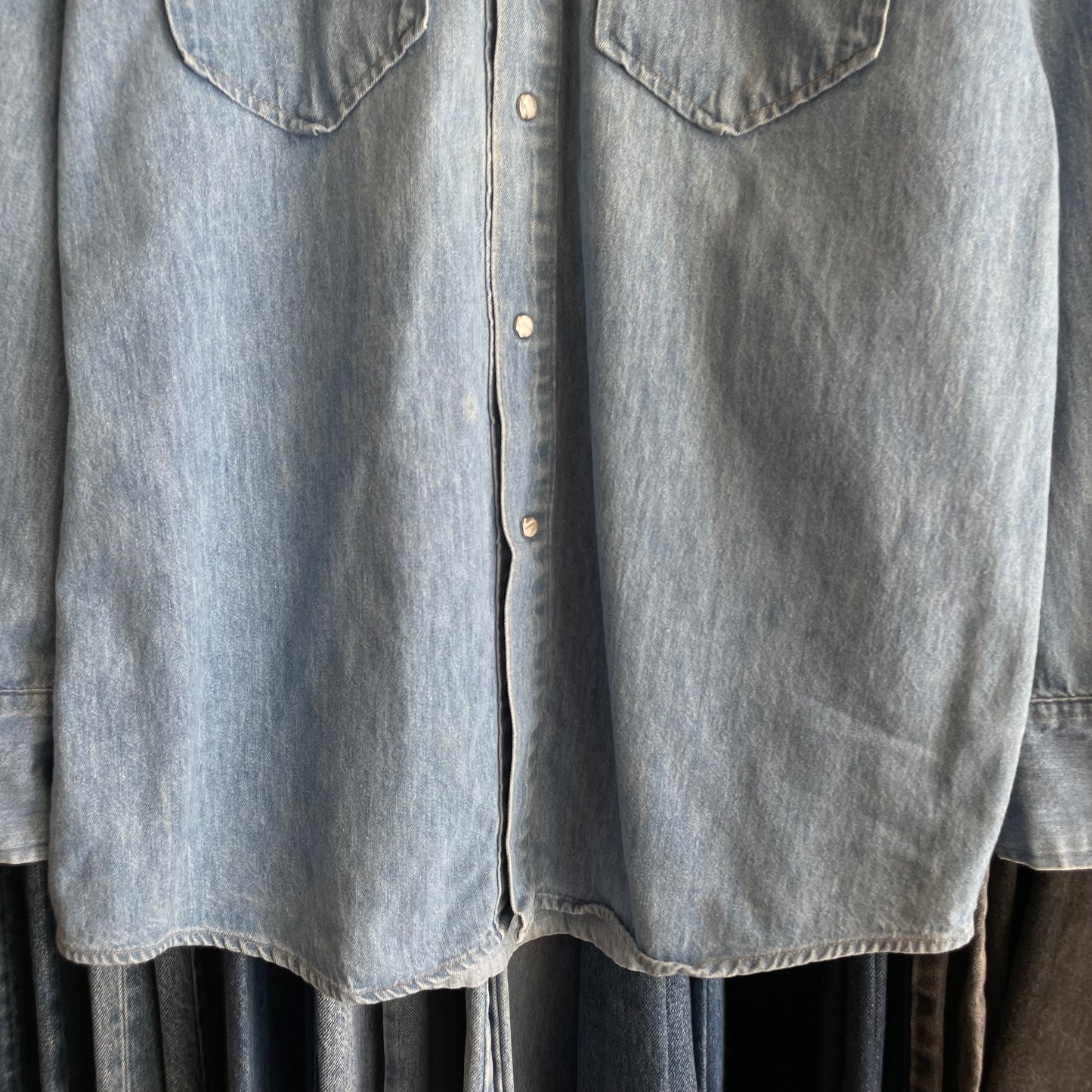 Snap Western Denim Shirt Blue