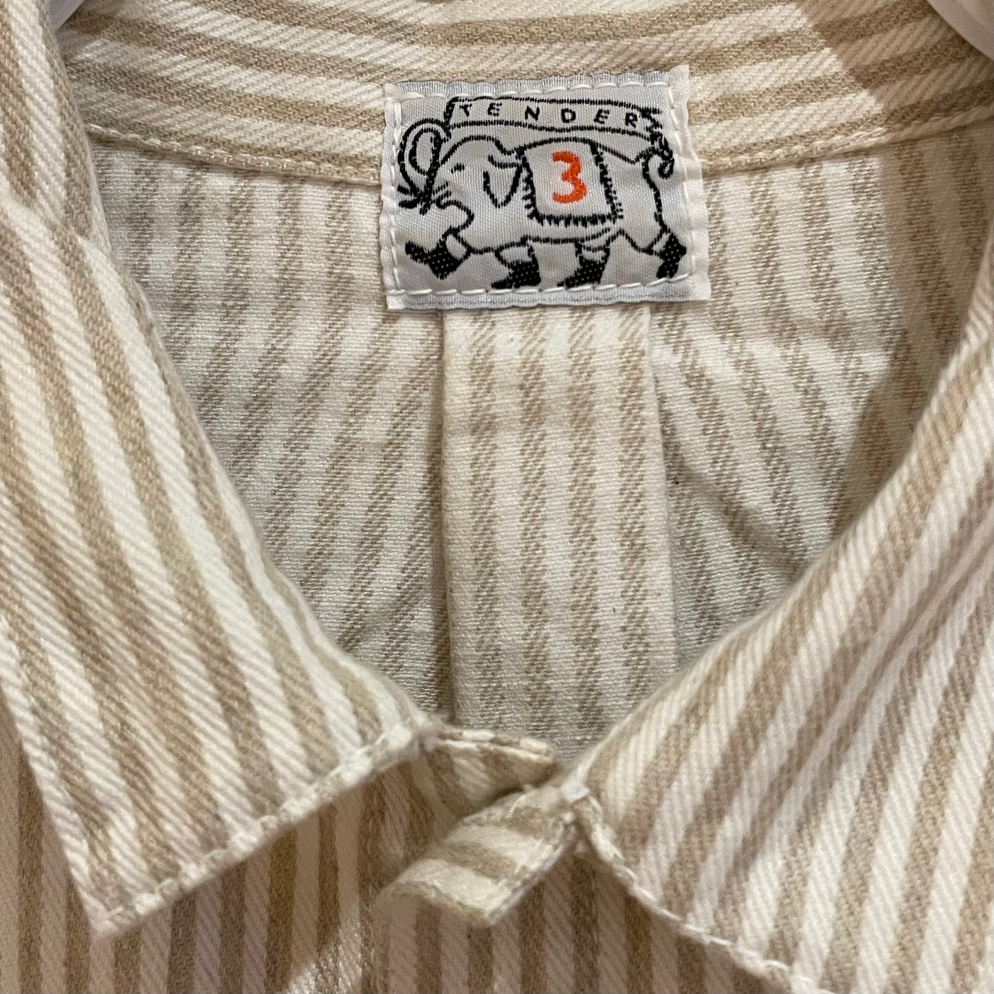 Striped Tail Shirt Beige White