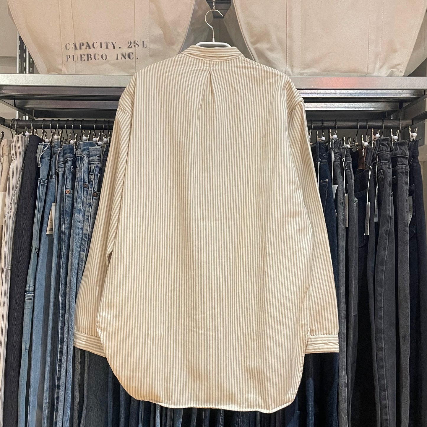 Striped Tail Shirt Beige White