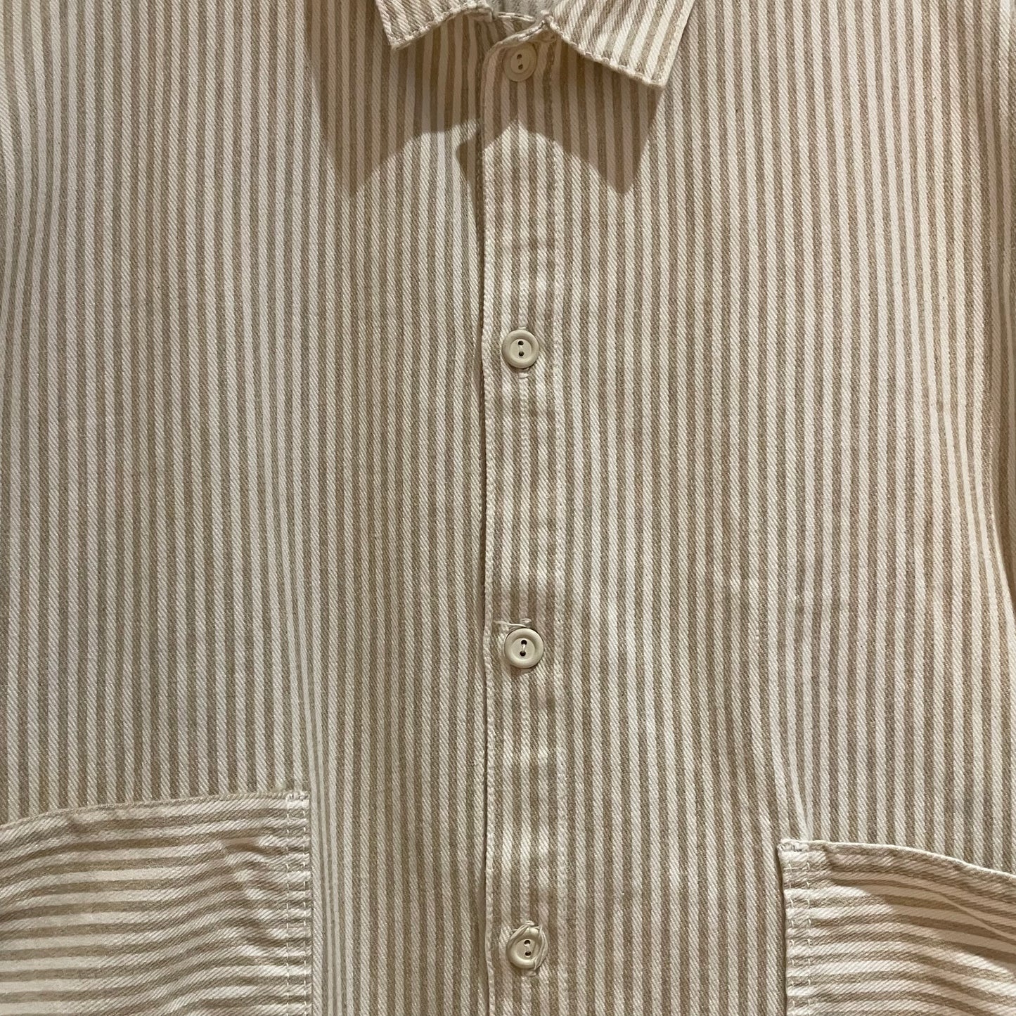 Striped Tail Shirt Beige White